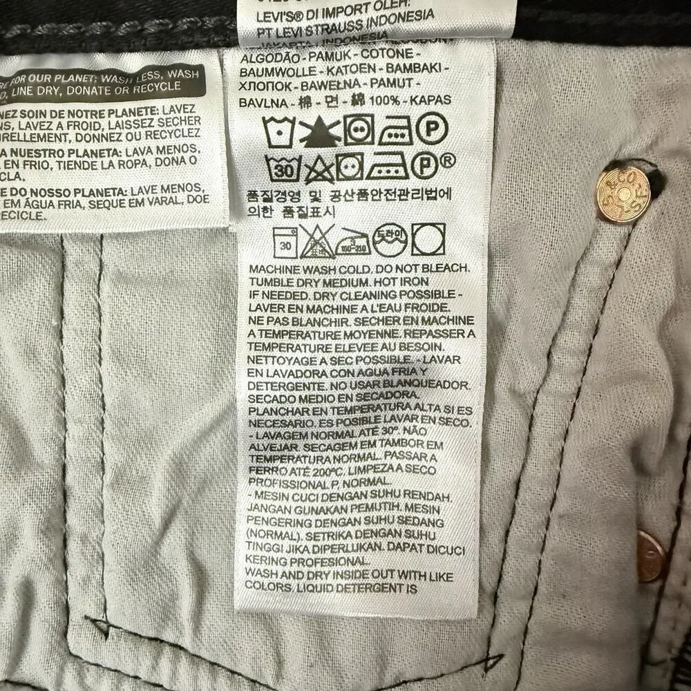 Levis 501 Jeans Mens 36X34 Black Original Fit Straight Leg Button Fly Denim